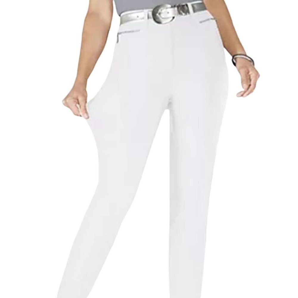 Stehmann Comfort Line Diane White Zip Detail Stretch Pants Size 14